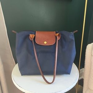 Navy Longchamp Le Pliage Tote